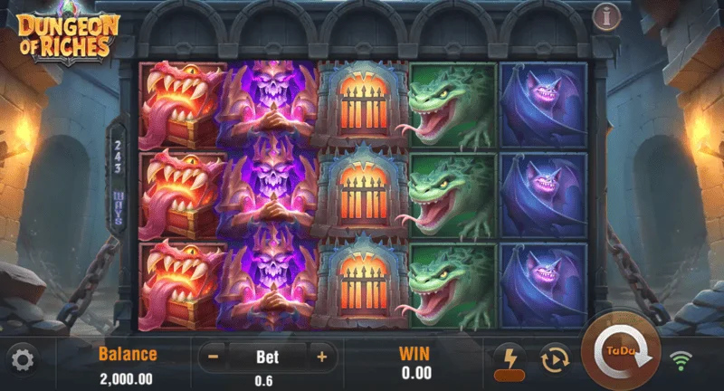 Dungeon of Riches - game grid with reels